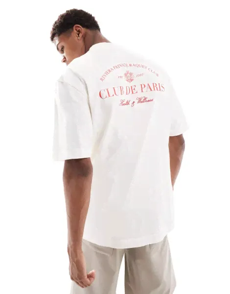 River Island club de sports t-shirt in ecru