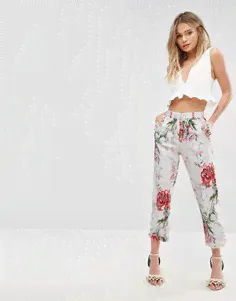 Брюки с цветочным принтом и оборками River Island - Мульти